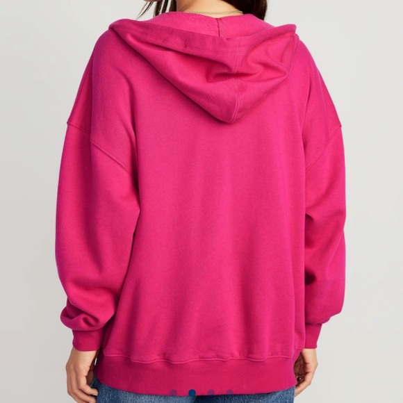 NWT OLD NAVY Oversized Full-Zip Hoodie Color: Berry Fine SIZE MEDUIM - Picture 2 of 5